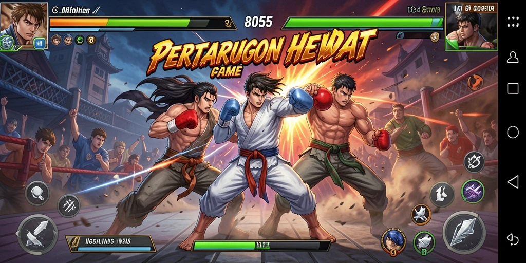 Gambaran intens gameplay pertarungan dalam 8055.