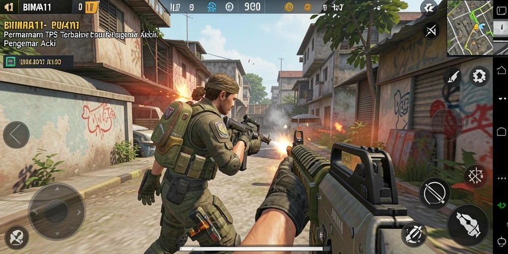 Tampilan gameplay BIMA11 dengan aksi pertempuran yang mendebarkan.