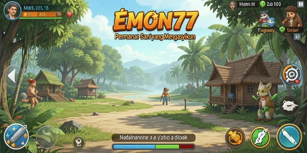 Tampilan gameplay EMON77 yang santai dan menyenangkan.
