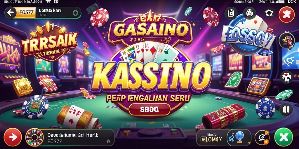 Tangkapan layar gameplay EOS77 menunjukkan suasana kasino yang mendebarkan.