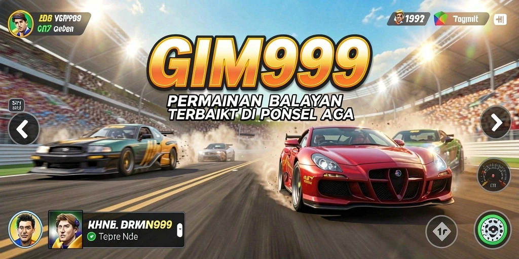 Screenshot GIM999 menampilkan aksi balapan yang mendebarkan.