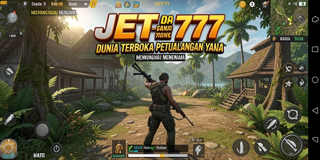 Screenshot gameplay JET77 menampilkan petualangan mendalam di dunia terbuka.
