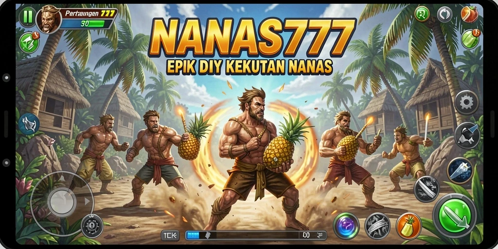 Screenshot NANAS777: pertarungan epik karakter nanas yang kuat.