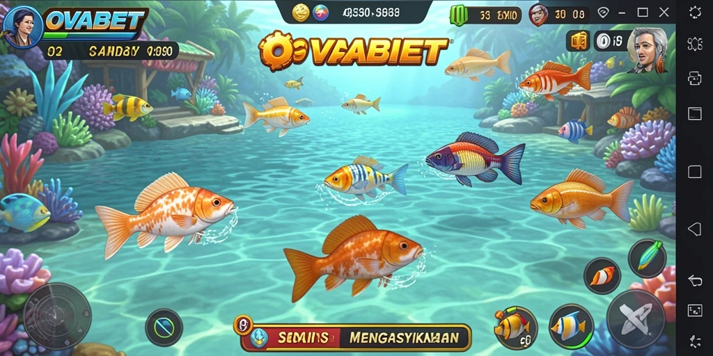Screenshot gameplay OVABET yang menampilkan aksi tembak ikan yang seru.