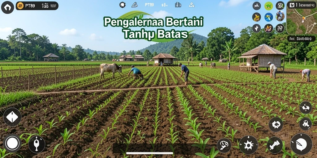 Tangkapan layar utama PT89 memperlihatkan keindahan pertanian virtual.