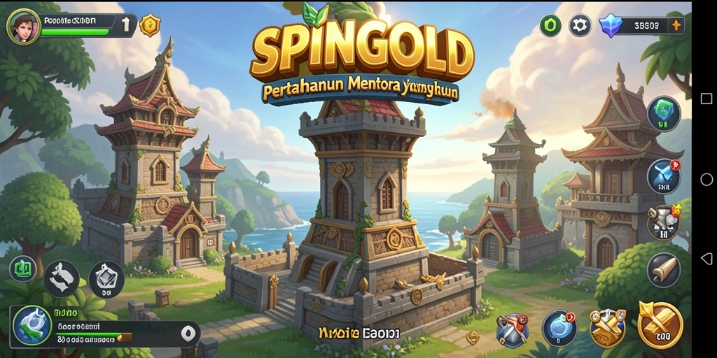 Tampilan gameplay SPINGOLD dalam aksi Tower Defense yang intens.