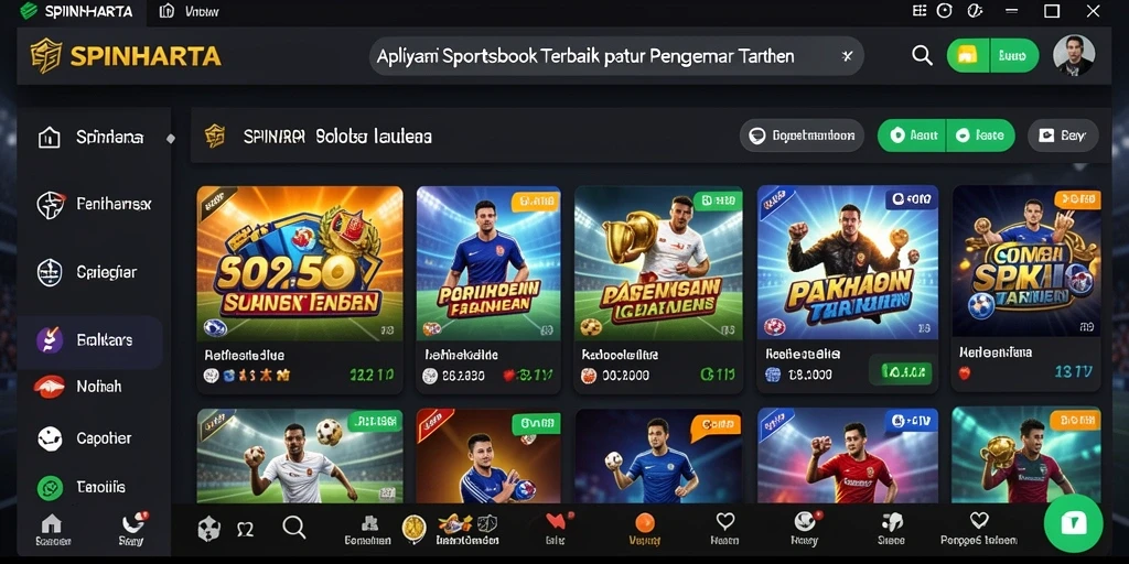 Tampilan menarik dari gameplay SPINHARTA di aplikasi Sportsbook.