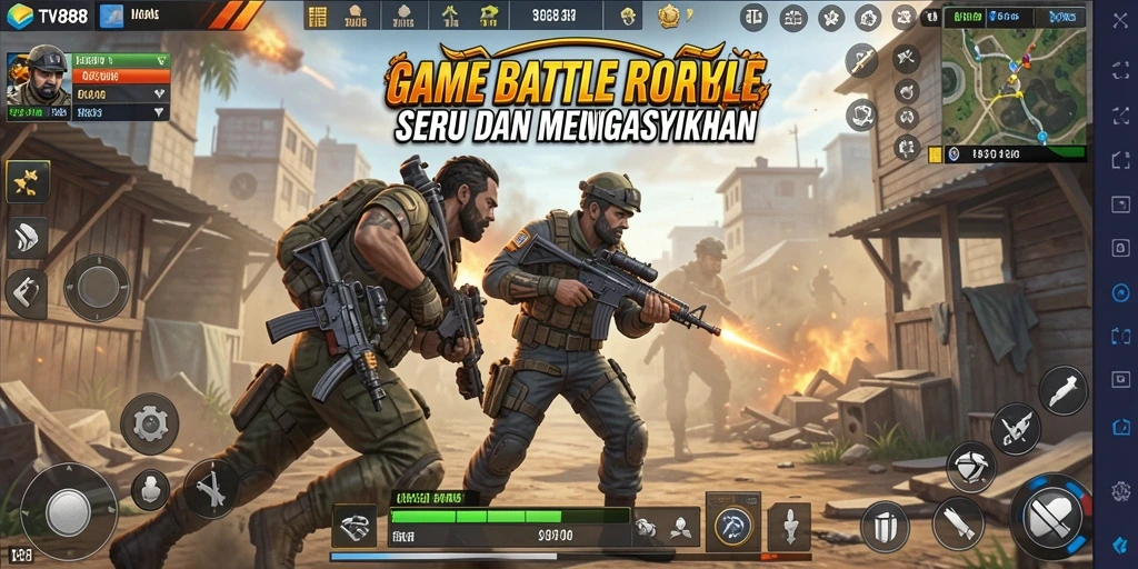 Tampilan menarik dari gameplay Battle Royale di TV888
