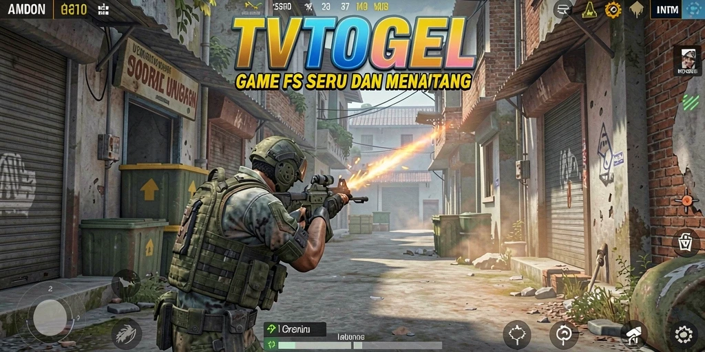 Screenshot gameplay TVTOGEL menampilkan aksi seru dalam permainan FPS.